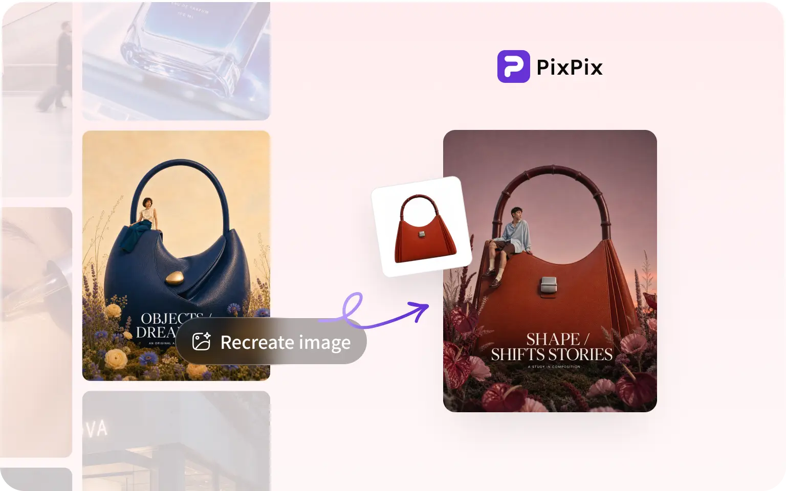 A collected product image used to recreate a new product photo