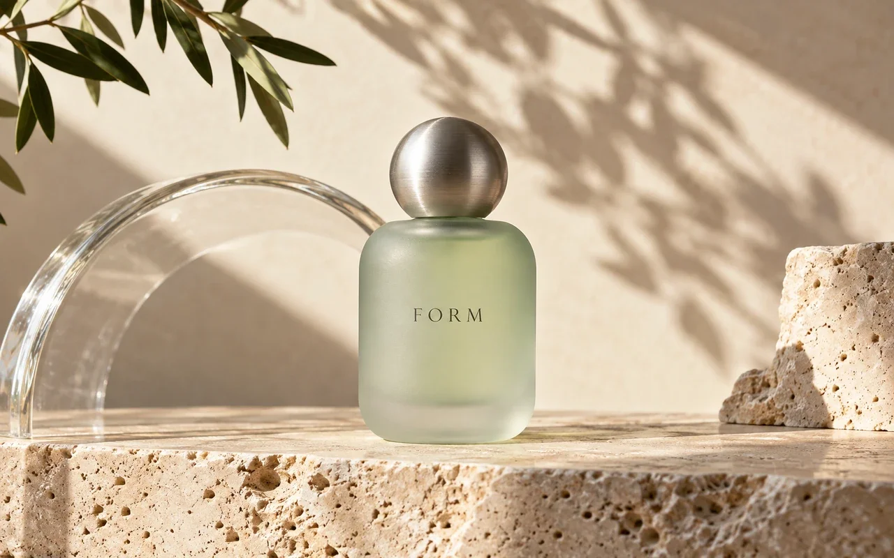 Frosted jade perfume product photograph