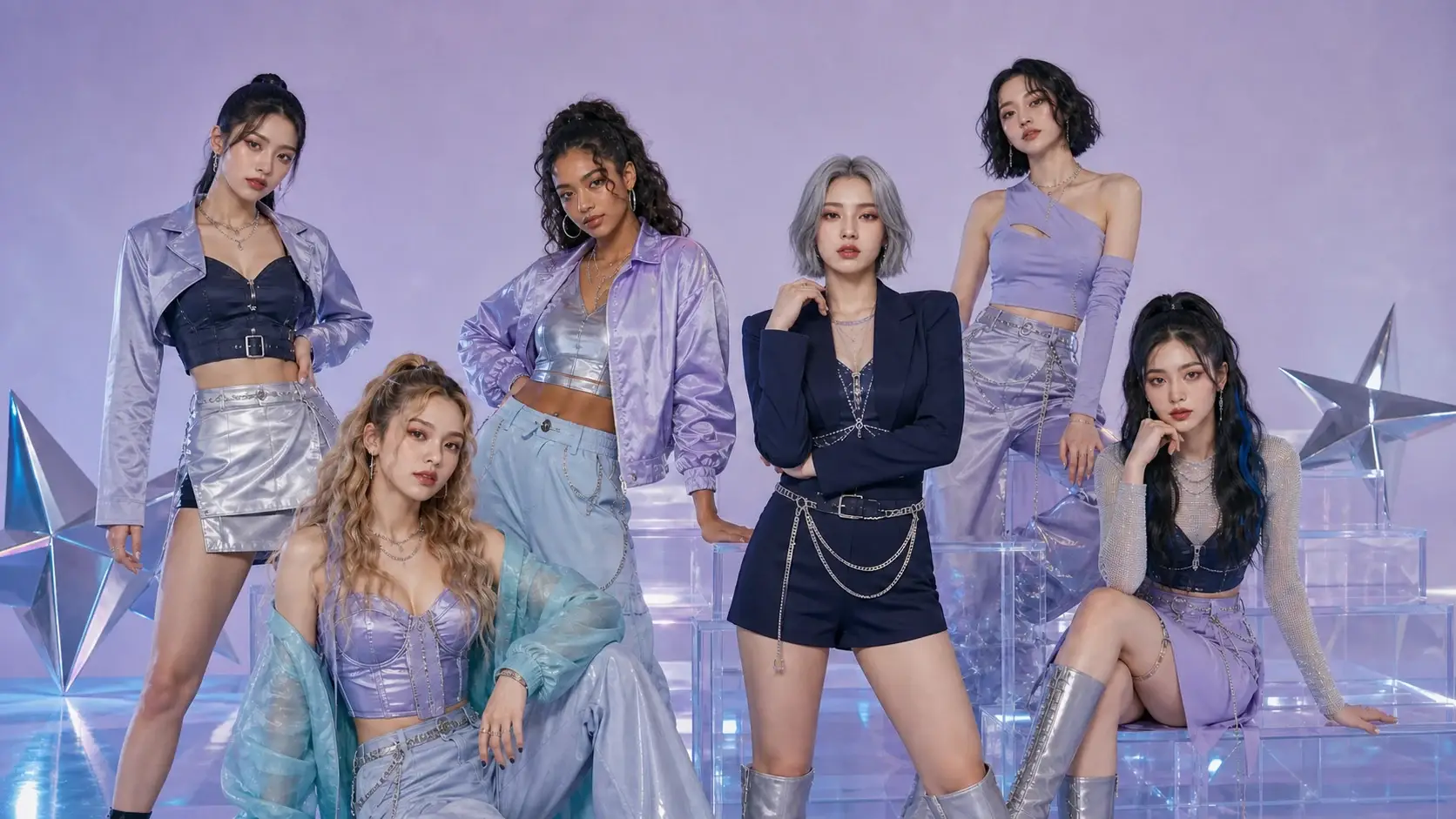 正在修改成员发型的原创女团团照