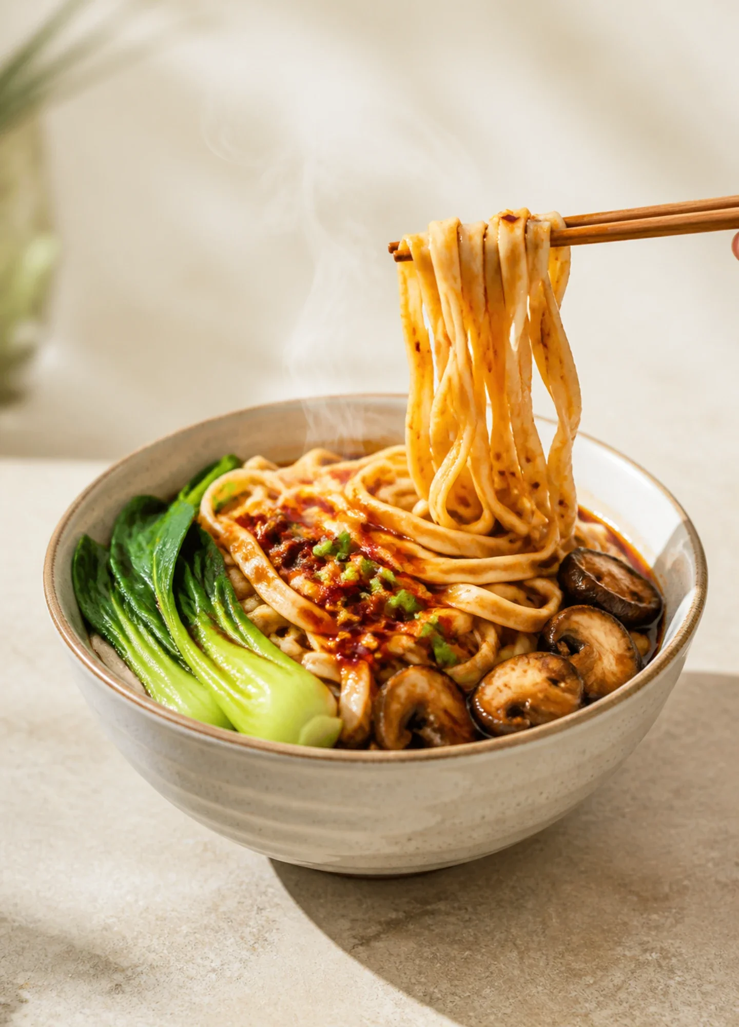 食材清晰、蒸汽自然的明亮商业美食摄影