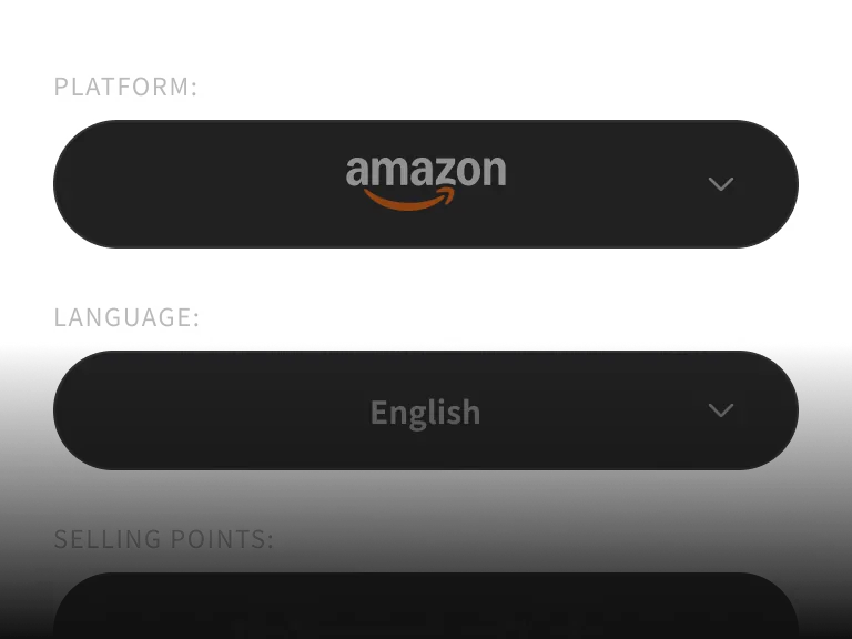 选择 Amazon 平台、语言和商品卖点的套图配置界面